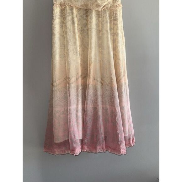 Due Per Due Silk Dress Babydoll Ruffle Ombré Pink Cream Feminine Dainty Flowy 4 - Picture 3 of 16